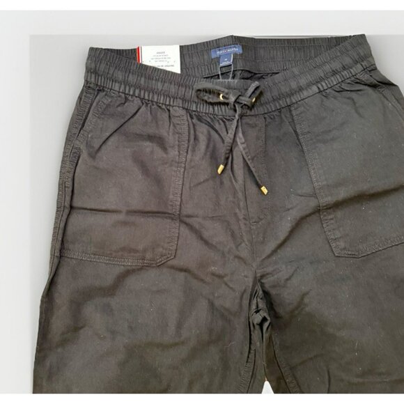 Tommy Hilfiger Black Logo Drawstring Joggers size Medium Cotton Linen - Picture 2 of 9